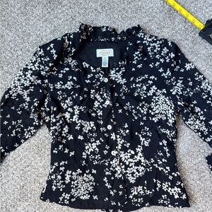 Talbots Black and White Floral Blouse and Skirt Set